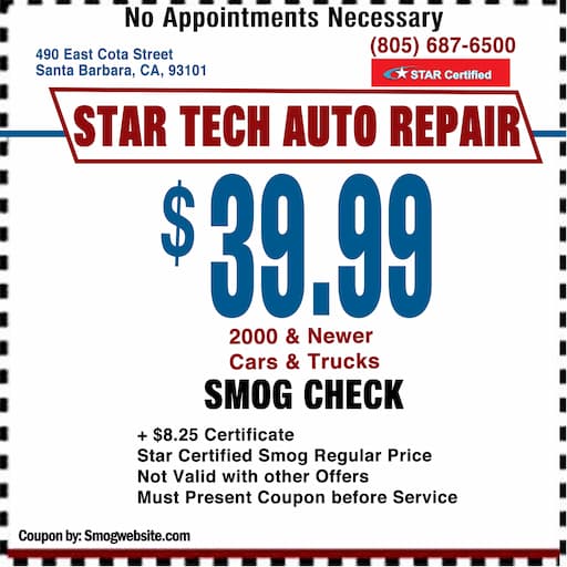 Star Tech Auto Repair smog coupon